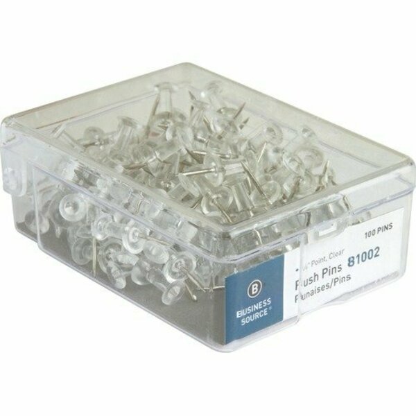 Business Source PIN, PUSH, CLEAR, 100/BX, 100PK BSN81002